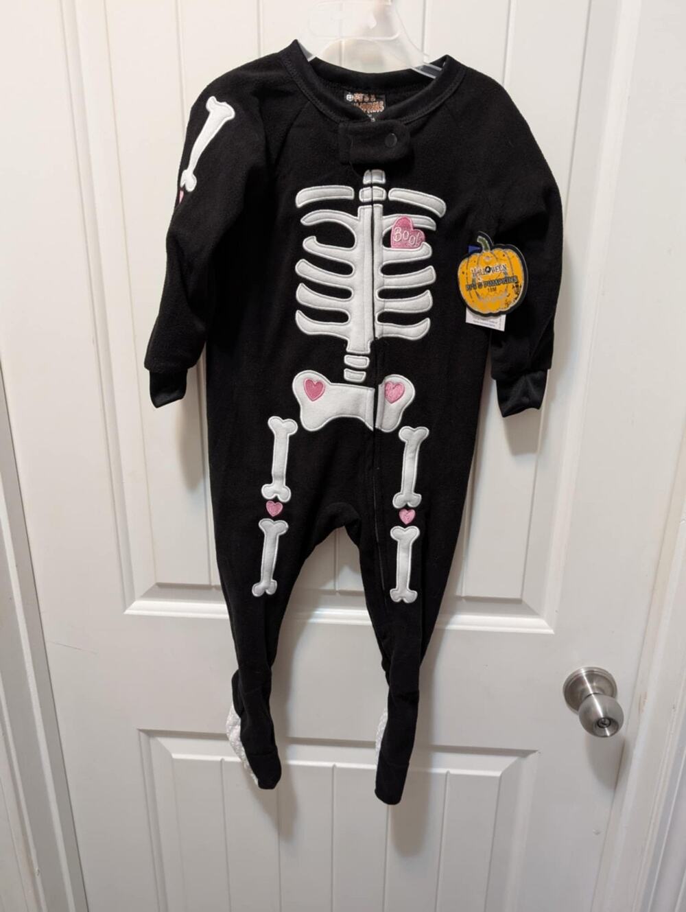 PJ & Pumpkins Halloween Skeleton Costume Toddler One-Piece Hearts Girls Size 12M